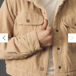 Pilcro Anthropologie Beige Corduroy Jacket with Sherpa Lining